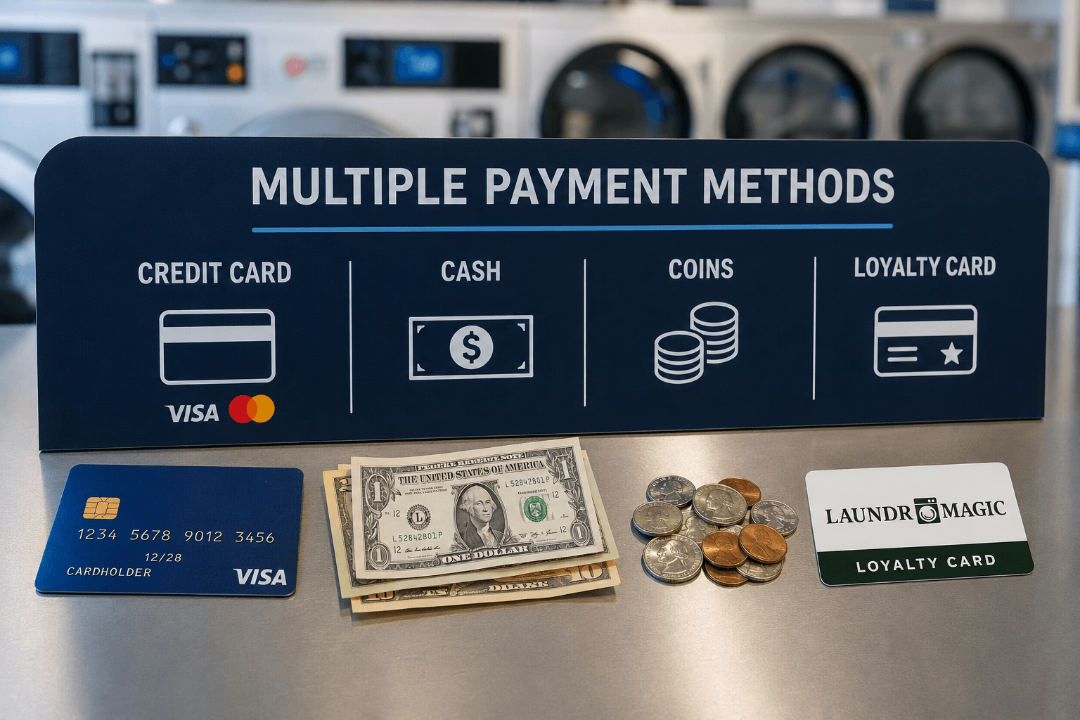 Multiple payment options at Laundromagic