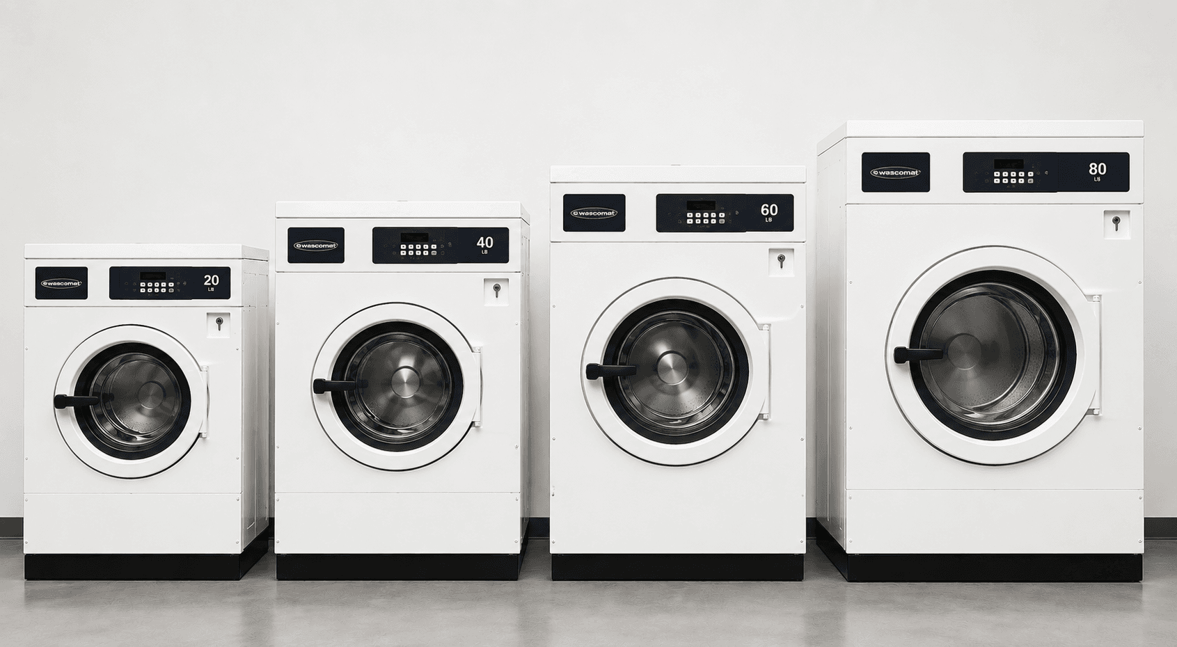 Range of washing machine sizes at Laundromagic