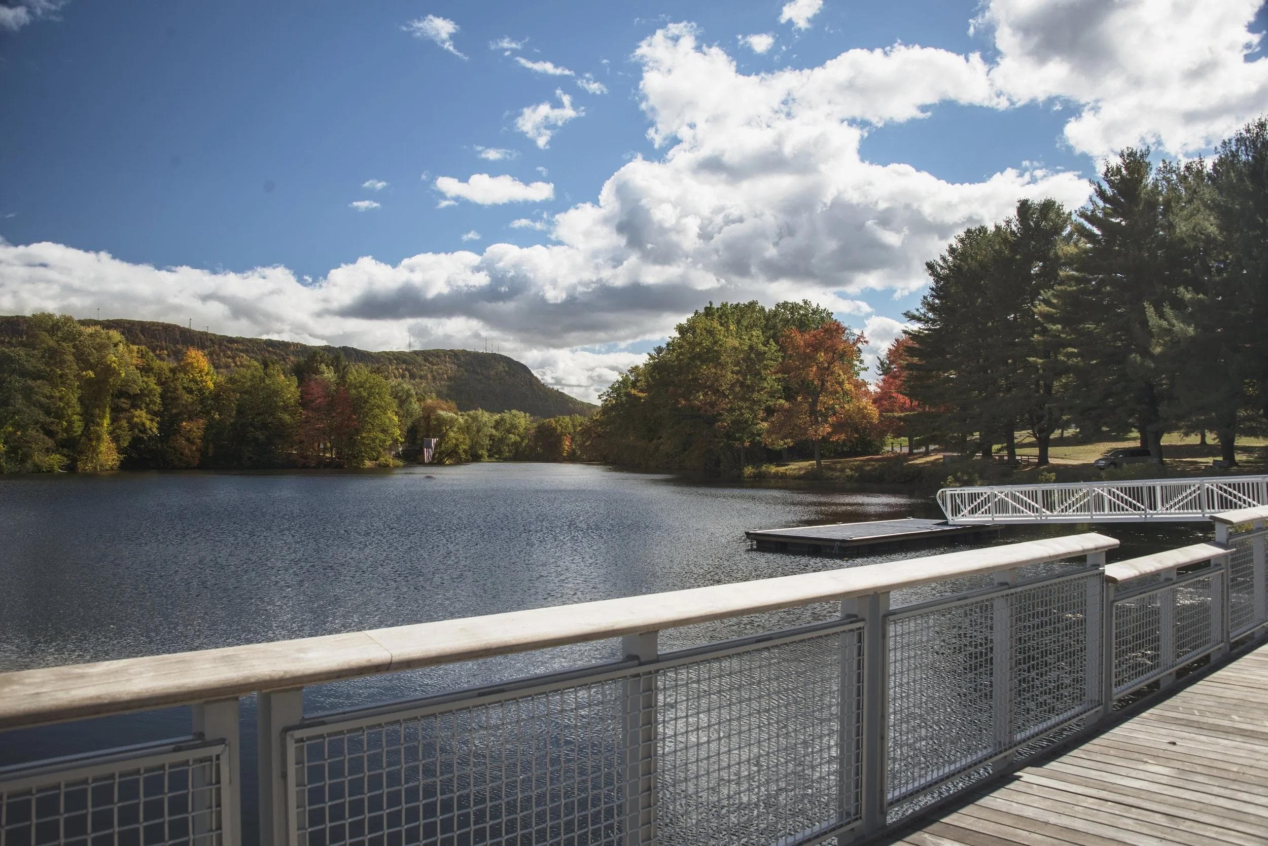 Nashawannuck Pond boardwalk in Easthampton, MA