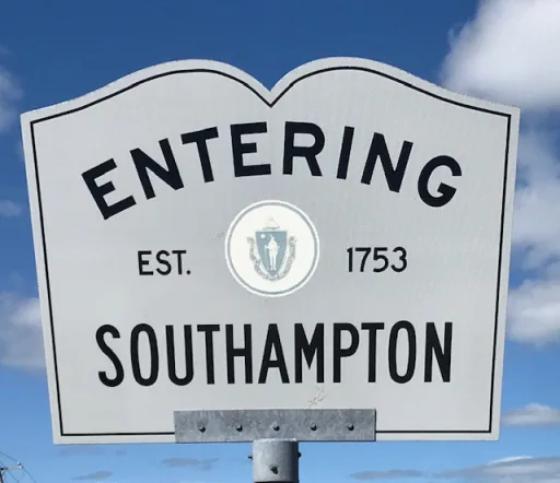 Town line sign for Southampton, MA